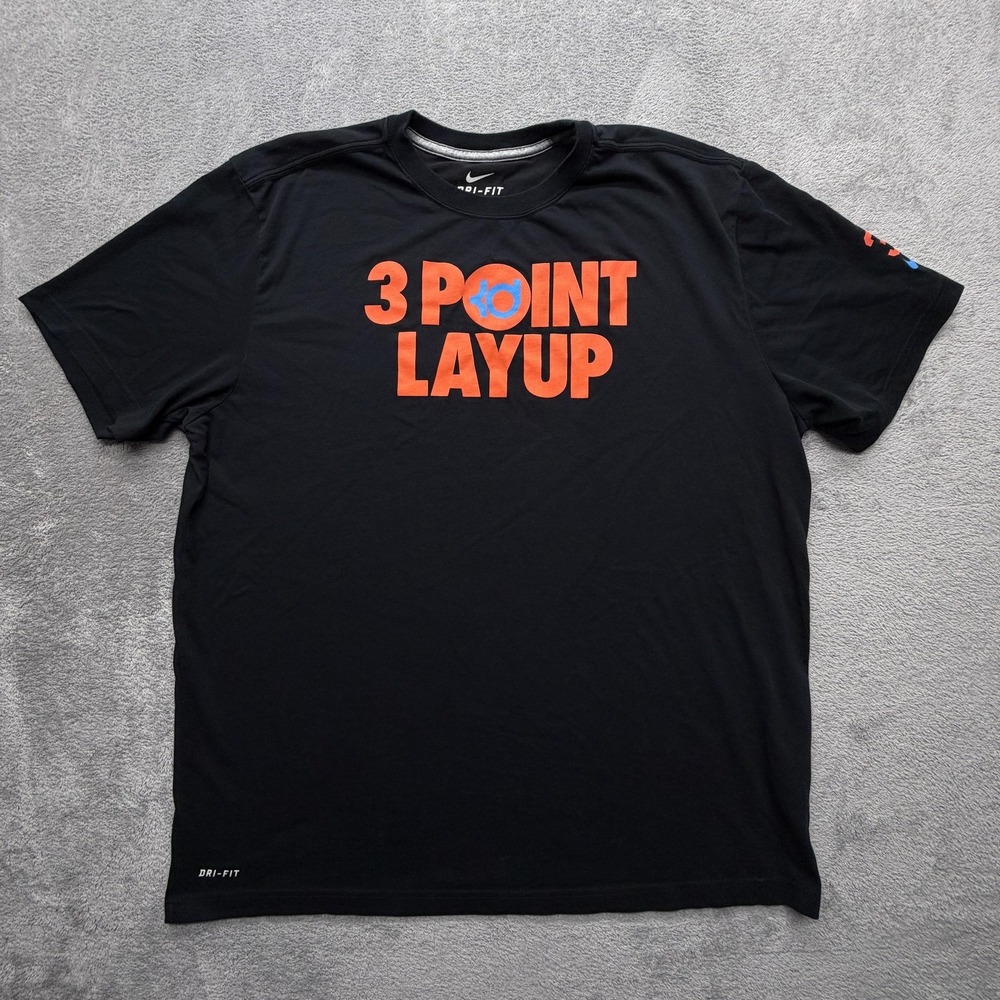 Nike Shirt Mens 2XL Black Dri-FIT 3 Point Layup Graphic Basketball‎ Kevin Durant
